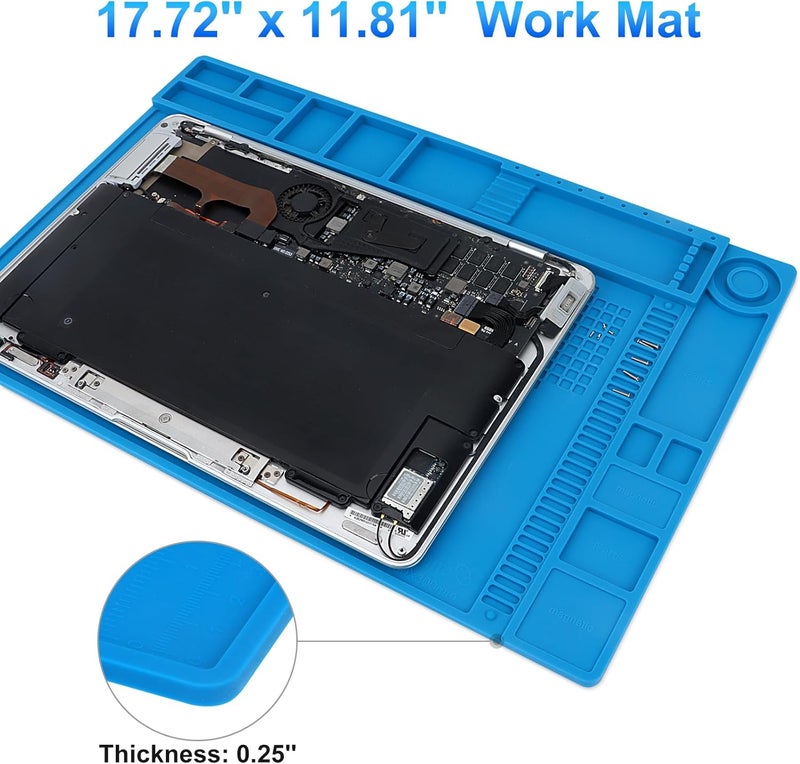 STREBITO Silicone Soldering Mat Electronics Mat, Solder Pad Heat Resistant 932°F, Magnetic Work Mat Silicone Repair Mat for Soldering, Computer, Laptop, Cell Phone, RC, Watch, Gun, Size 17.7" x 11.8" - Image 5